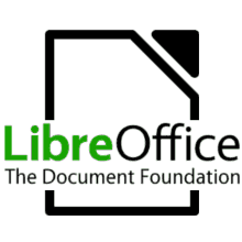 LibreOffice logo (the name imposed over a blank white page with a folded black corner)