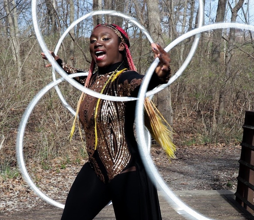 Martika Daniels performing with hoops