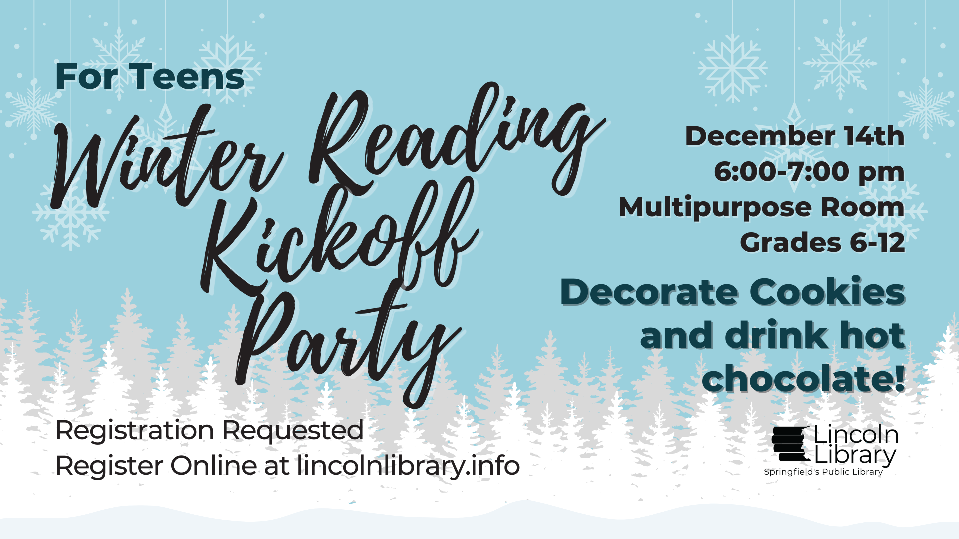 A flyer titled Winter Reading Kickoff Party