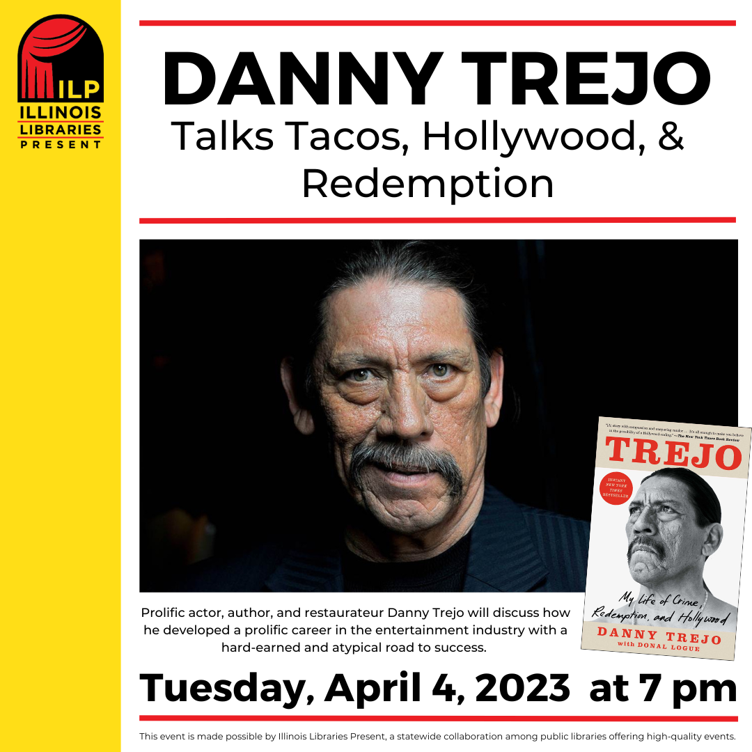 Photo of Danny Trejo along with a copy of his biography