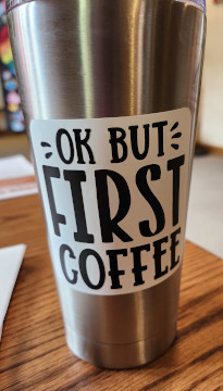 sticker on a cup