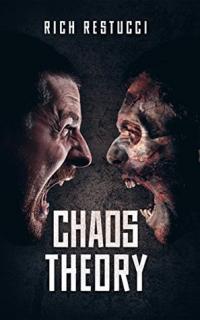 Chaos Theory book cover (a man's screaming face, opposite a zombie's snarling one, practically nose-to-nose over a dark background)