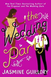 The Wedding Party book cover (a man and a woman in party clothes, each with a glass of champagne, looking at each other from across the title)