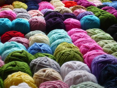 Balls of multicolored yarn