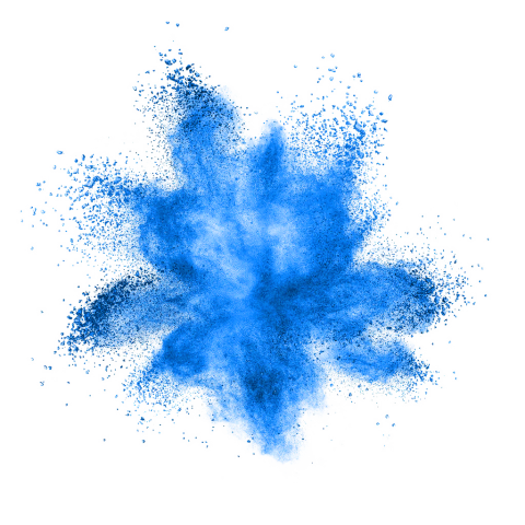 A bright blue explosion of sand