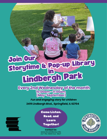 Librarian reading to children in the park
