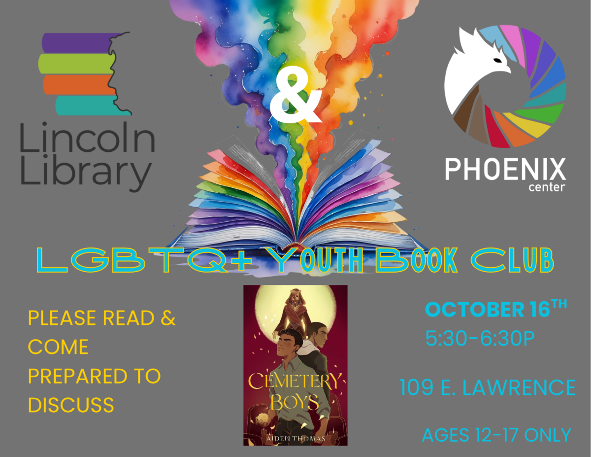 Lincoln Library and Phoenix Center LBGTQ+ Youth Book Club poster