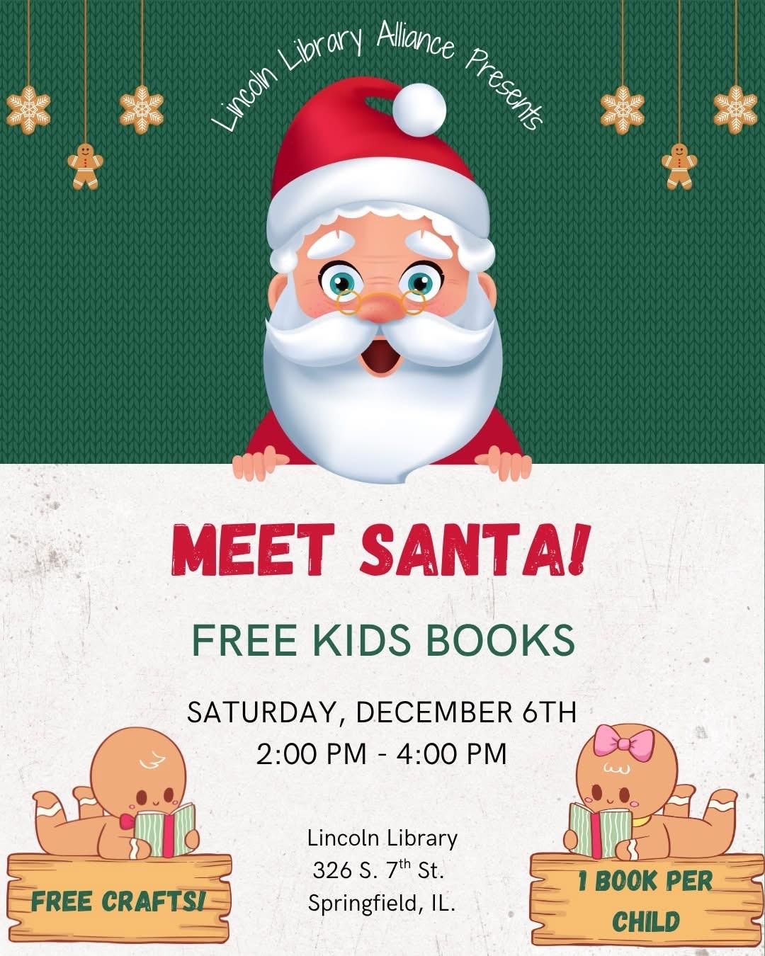 A flyer for the event with a picture of Santa and gingerbread men. 