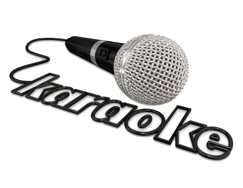 A microphone whose cord spells out the word "Karaoke"